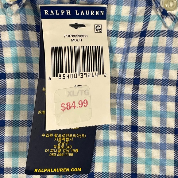 Polo Ralph Lauren Mens XL Classic Fit Plaid Button Down Shirt Oxford Blue NEW - Picture 3 of 10